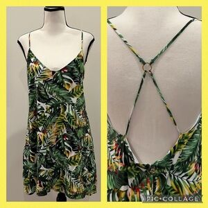 Liquido Slip Dress / Coverup Hawaiian Tropical Print Size Medium Lined
